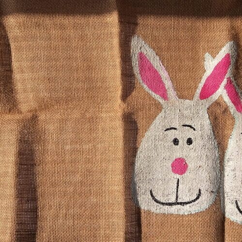Love Bunnies Hand painted Jute Mat