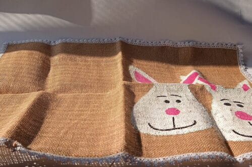 Love Bunnies Hand painted Jute Mat