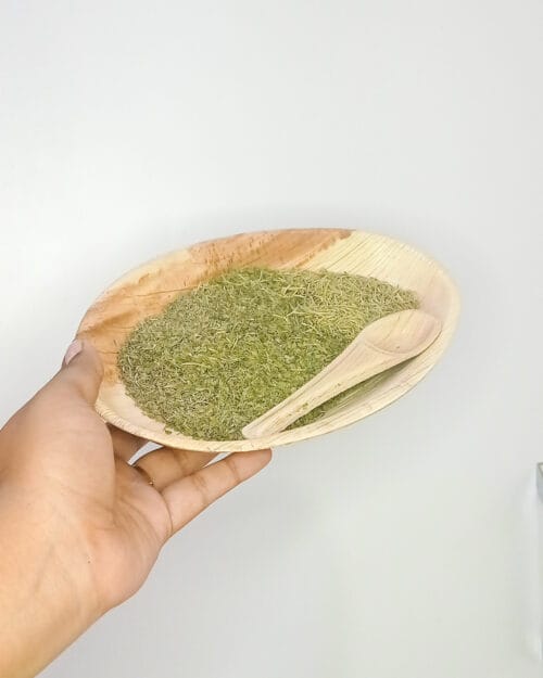 Green Herbs Nutritious Tray with Spoon and Chew Palm Leaf Plate - Image 3