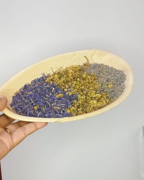 Exotic Flower Palm Leaf Chew Tray With Spoon - Image 2