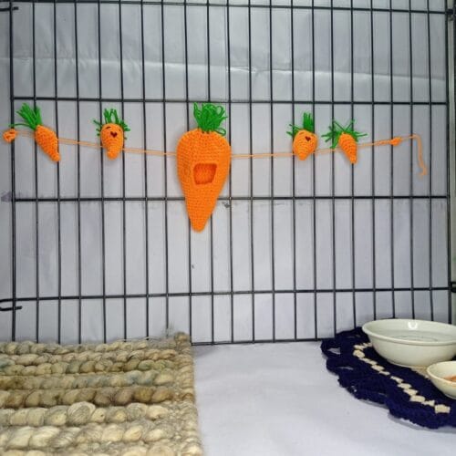 Handmade Crochet Carrot Garland – Bunny Cage Decor